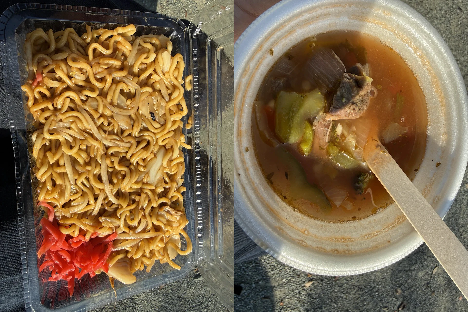 焼きそば と 鹿肉スープ